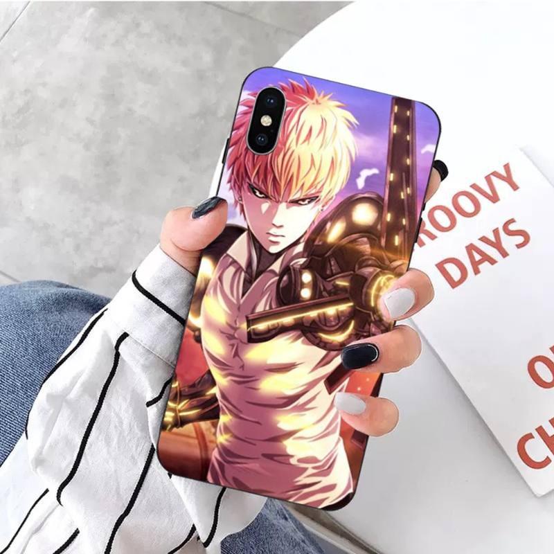 One Punch Man Genos Phone Case For IPhone 14 13 12 11 XS X 8 7 6 Plus Mini Pro Max SE 2022 Soft Black Phone Cover