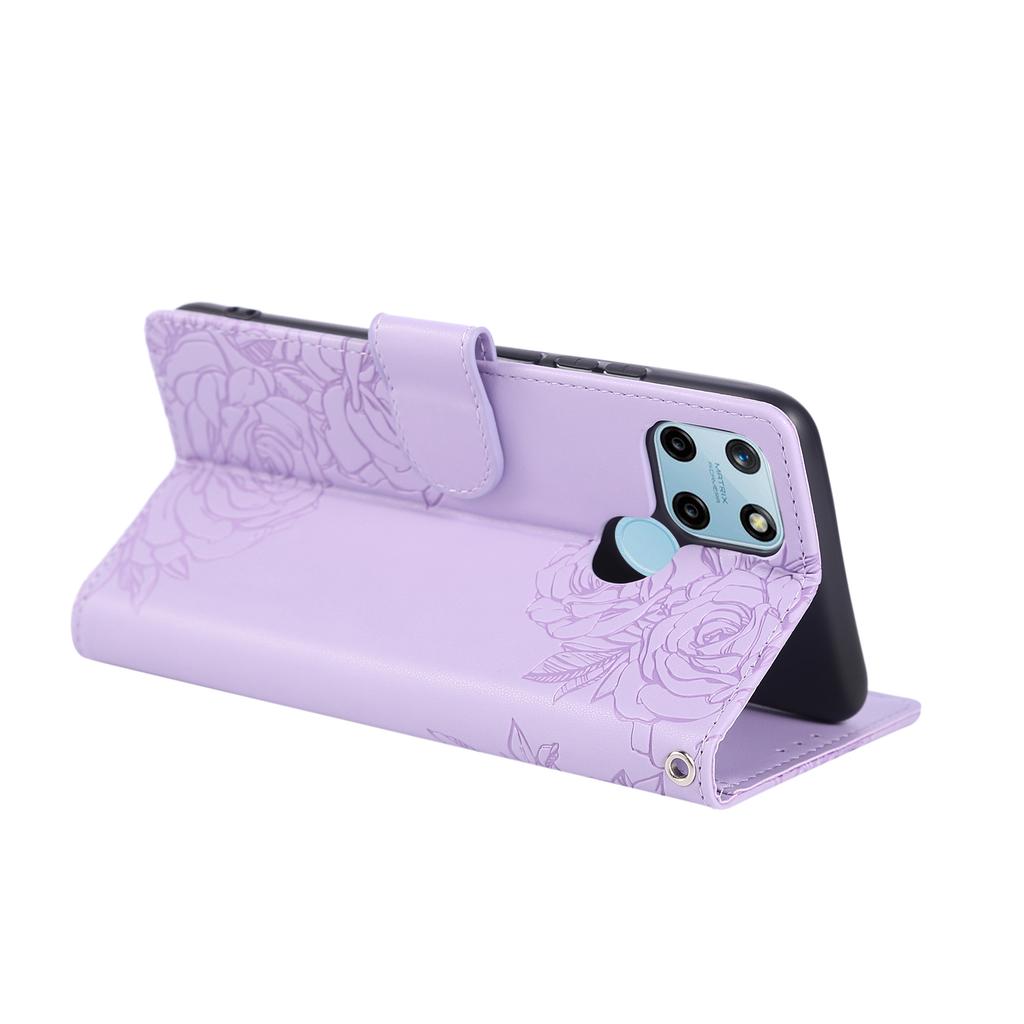 For Realme C21Y/C25Y Etui Roseblomst PU Lær Lommebok Telefondeksel med 3 Kortspor