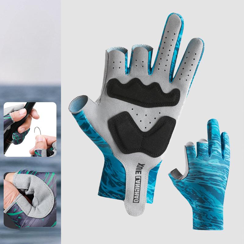 Neue Angelhandschuhe Rutschfeste Köderhandschuhe Sommer Outdoor Angelausrüstung Eisseide Sonnenschutz Halbfingerhandschuhe