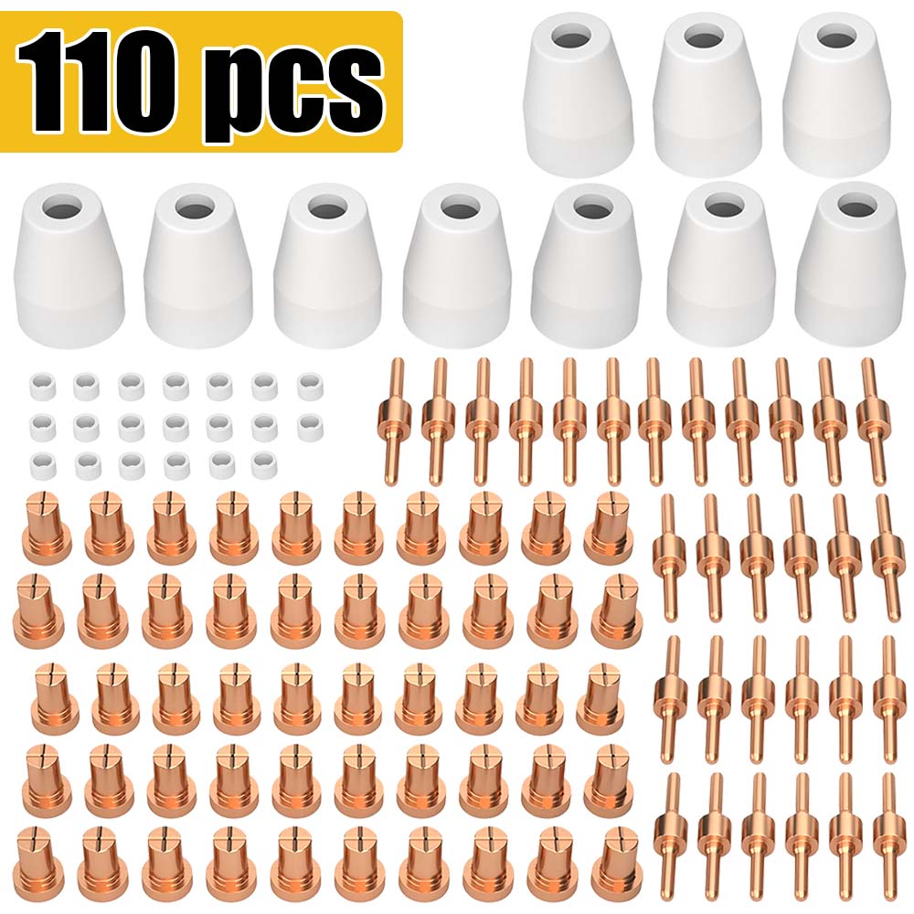 

110pcs PT-31 Nozzle CUT40 Plasma Cutting Nozzle 40 Plasma Cutting Machine Extended Combination Set Cutting Gun Accessories