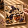 Creative Gifts for Cat Lovers Halloween Witch Hat DIY 3D Pearl Painting Kit with Frame, Hand-Pasted Art Craft Adults, Relaxing Handcrafted Living Room
