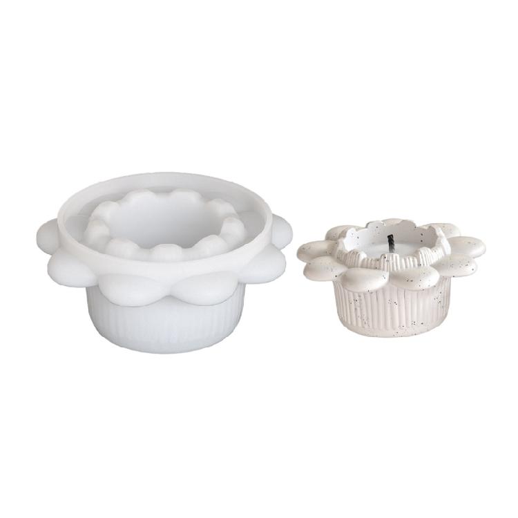 

Multipurpose Silicone Mold Flower Shape Tealight Holder Mould Resin Candle Cups Mold Decorative Trays Moulds for Projects