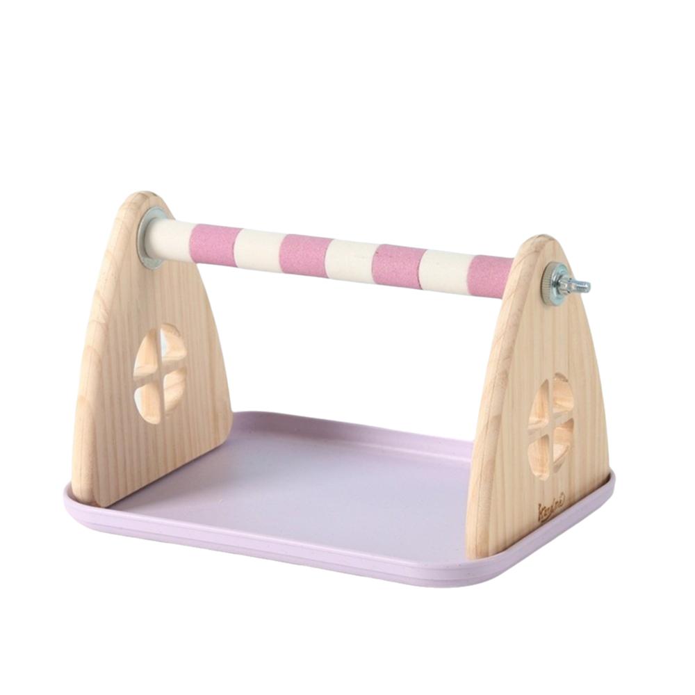 Stable Wooden Bird Platform with Tray Cockatiel Grinding Sticks Cage Use
