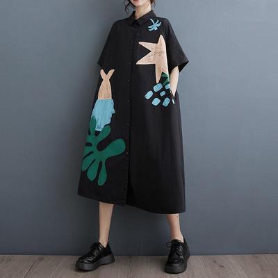 Short Sleeve Plus Size Vintage Floral New In Dresses for Women Casual Loose Long Summer Shirt Dress