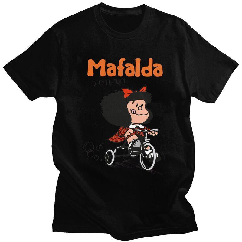 Custom Quino Comic Cartoon Mafalda T Shirt for Men 100 Cotton Tshirt Fashion Tees Short Sleeves Tshirt Clothing