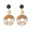 Handmade grass rattan flower stud earrings retro vacation bohemian island beach earrings women's earrings