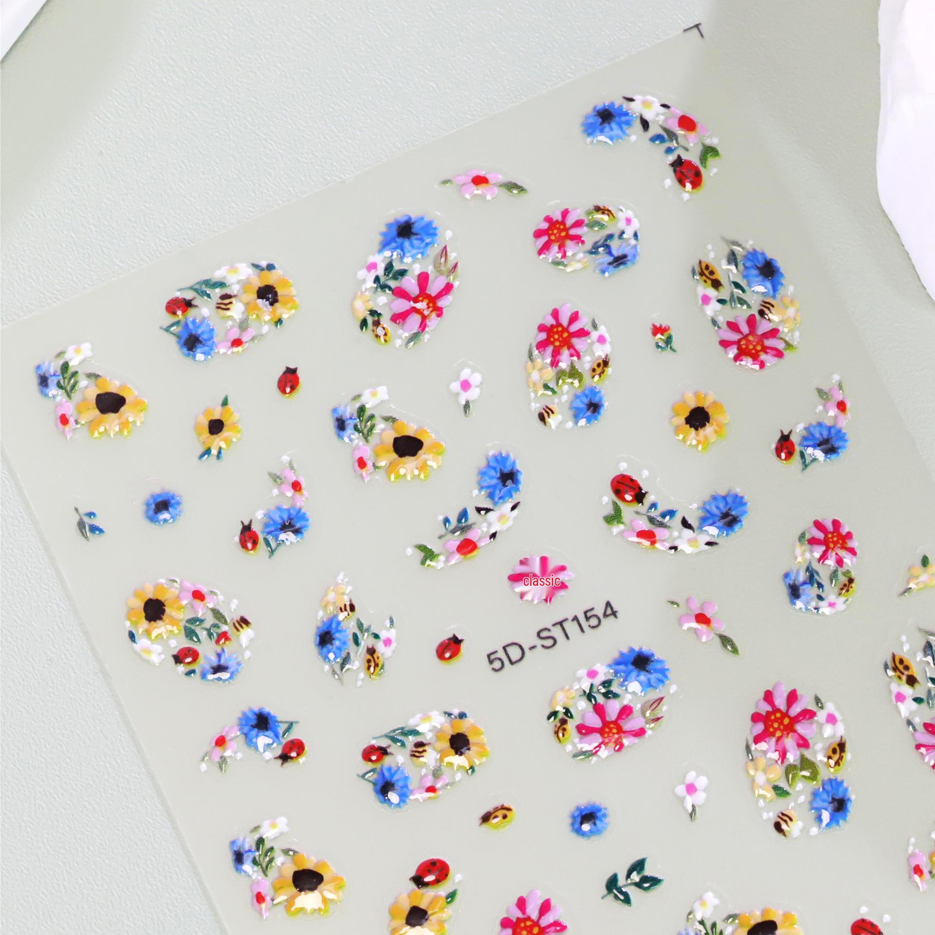 

Sunflower Floral Nail Stickers - Simple Clear Design
