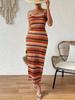 Summer Square Collar Stripe Side Slit Long Dress Women Bohemia Bodycon Dress Sexy Package Hips Sleeveless Tank Dresses Clothing