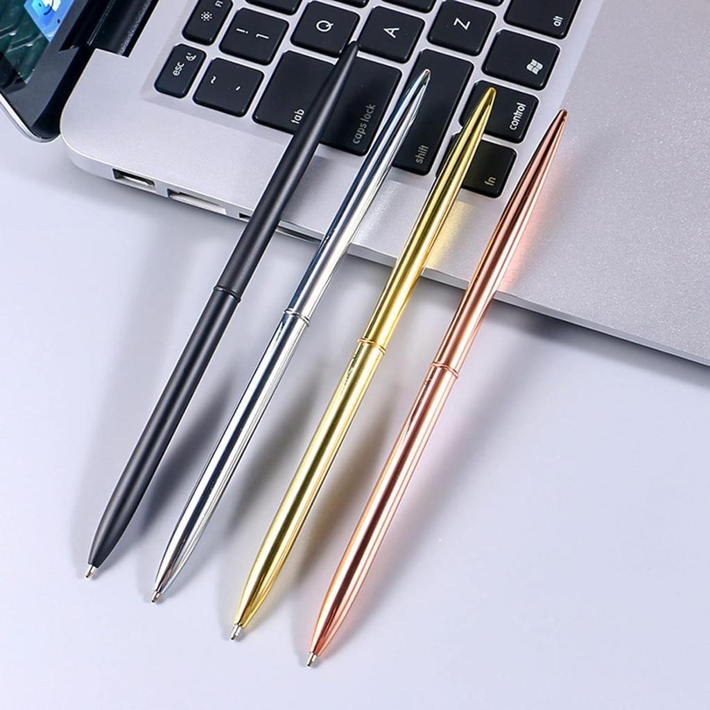 Silver Guest Pen And Pen Stand Round Pen Holder Signing Pen Set Metal Attached To Desk Base Stands For Office Ballpoint Set Metal Ballpoint Base Desk
