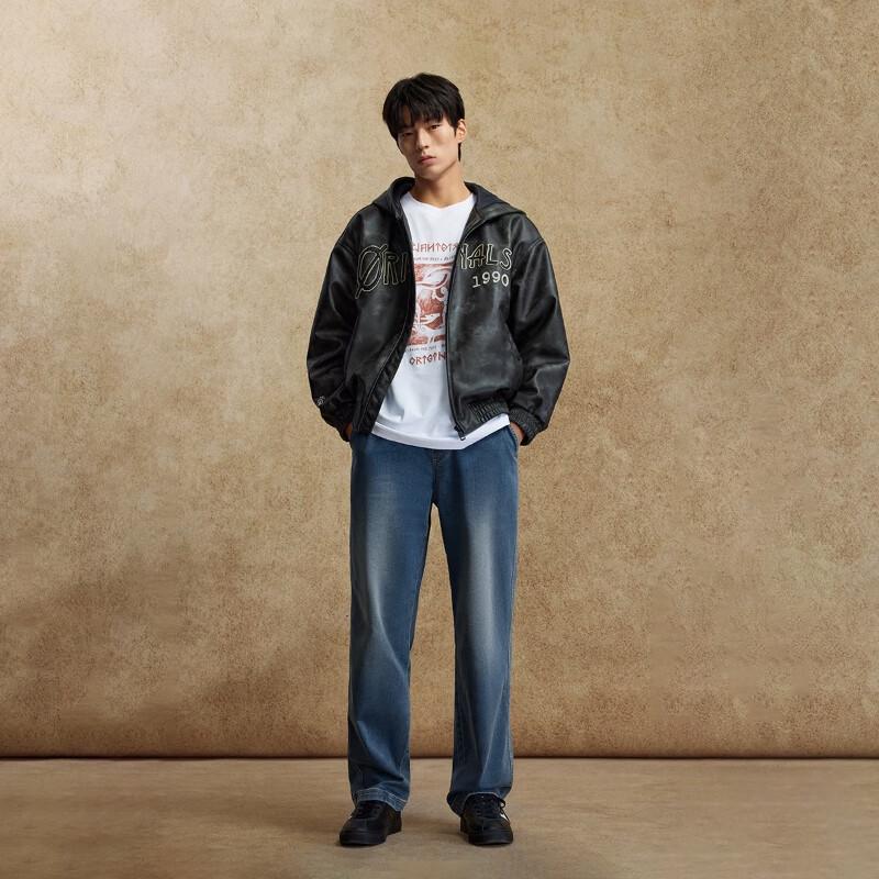 JACK&JONES Men's Loose Fit Stretch Wide-Leg Jeans