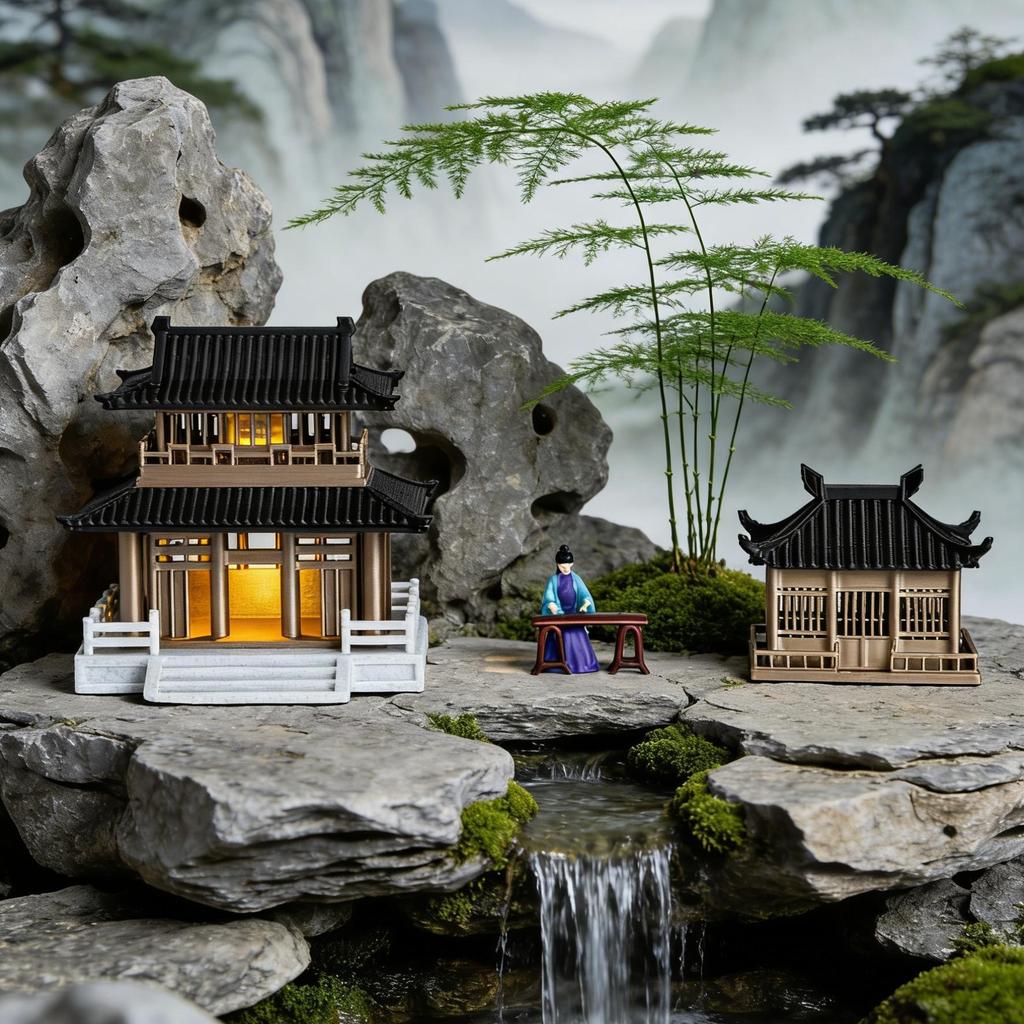 Miniature Chinese Courtyard Rockery Aquarium Ornaments