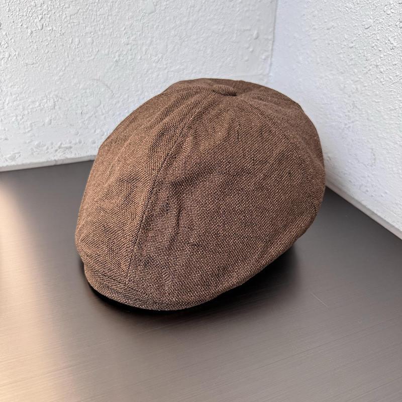 Simple Solid Color Cotton Linen Neutral Casual Beret For Autumn Casual Looks