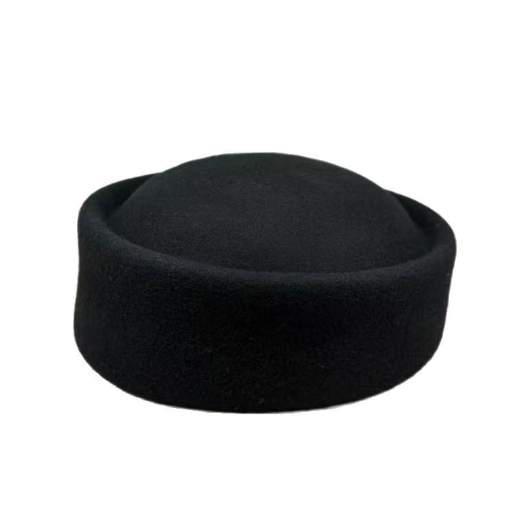 High Quality% Wool Fashion Medicine Box Hat French Top Hat Women's Basin Hat Three-dimensional Beret Elegant Flight Attendant Hat