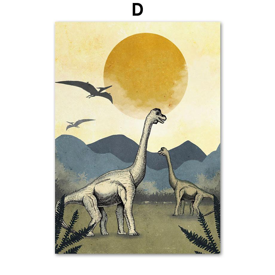 Nashorn Giraffe Elefant Dinosaurier Kinderzimmer Wand Kunstdruck Leinwand Malerei Safari Tiere Nordic Poster Dekor Bilder Kinderzimmer