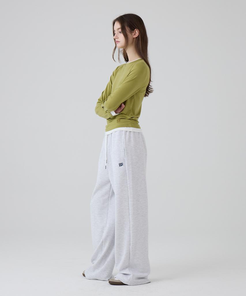 DANGLEDROP Dgdp Square Logo Wide Sweatpants_White Melange