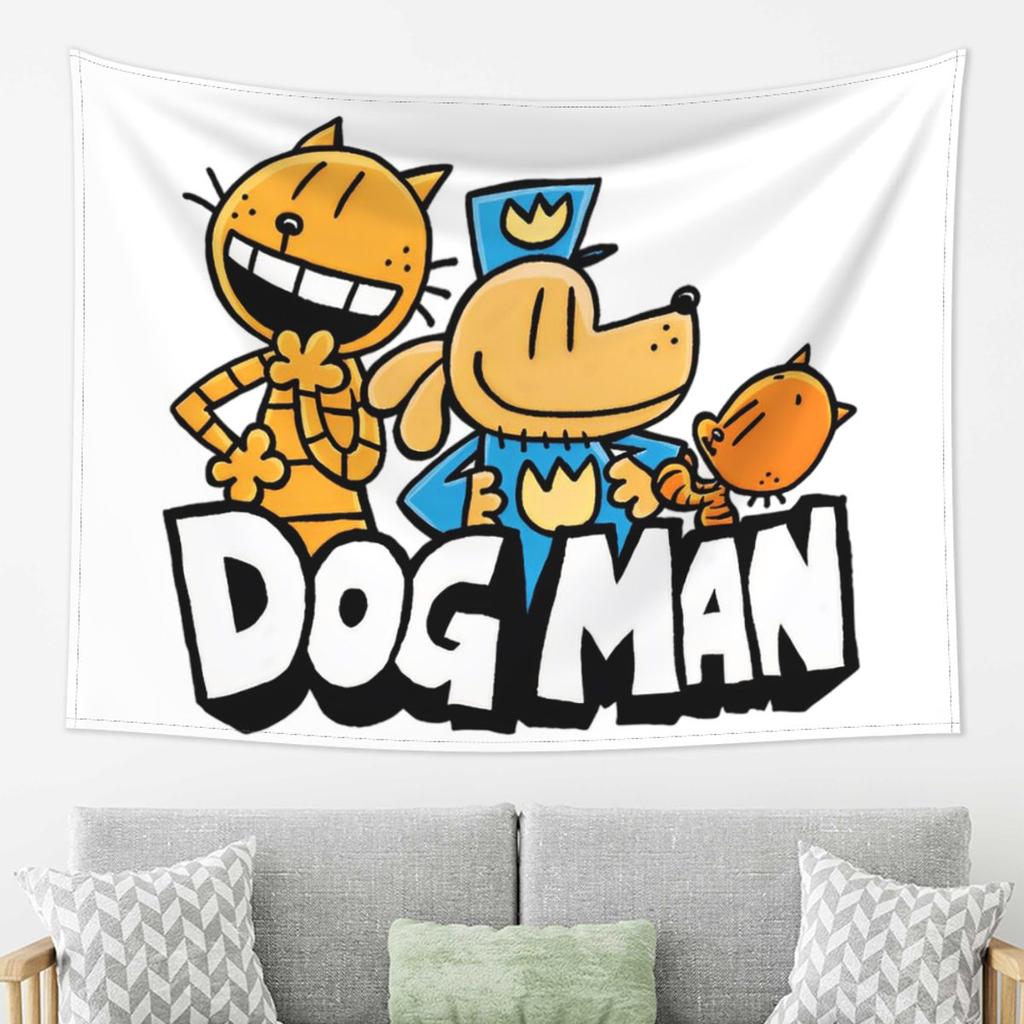 Dog Man Cat And Cute Man Tapestry Wall Hanging Aesthetic Home Decoration Tapestries for Living Room Bedroom