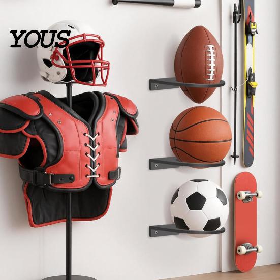 Indoor Ball Storage Solution Basketball Wall Mount Display Rack, Durable Acrylic Holder, Garage Sports Rack Home Gym for Soccer Volleyball