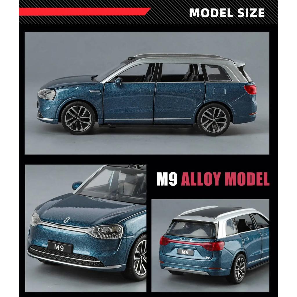 1/32 AITO M9 SUV Alloy New Energy Car Model Diecasts Metal Luxy Vehicles Car Model Simulation Sound and Light Childrens Toy Gift