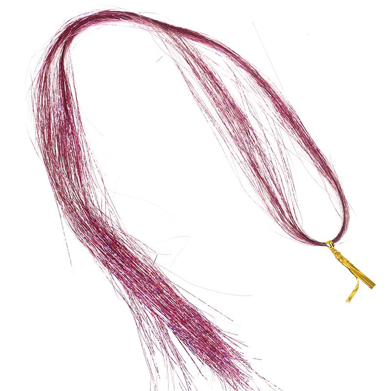 120pcs/lot Bling Hair Secoration Fashion Hair Tinsel Sparkle Glitter Extensions Highlights False Hair Strands Party Accessories