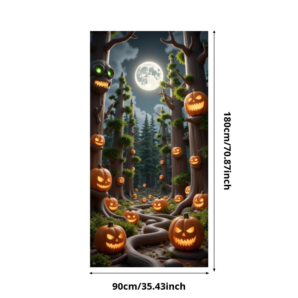 Jack O Lantern Banner Starry Sky Forest Theme Banner Pumpkin Banner Halloween Theme Spooky Decoration For Autumn Celebration