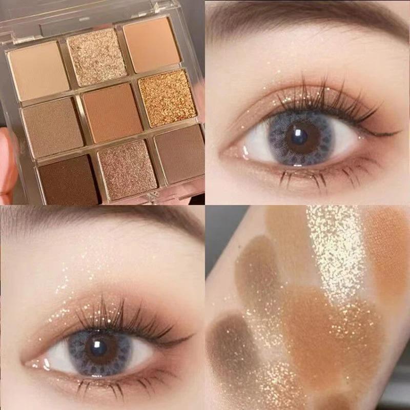 9 Glitter Eyeshadow Palette Pink Pearly Eyeshadow Palette Korean Charming Eye Makeup Palette Shiny Eye Shadow Eye Pigments