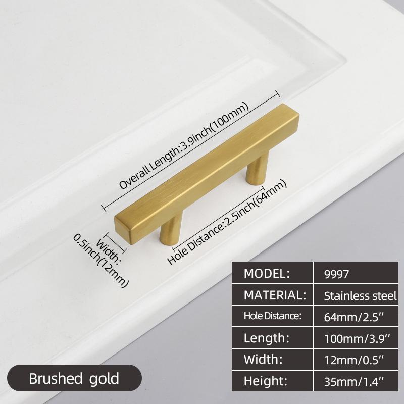 Oukali American Style Furniture Kitchen Cabinet Handle Cupboard Matt Black T Bar Square Stainless Steel Pull Handles