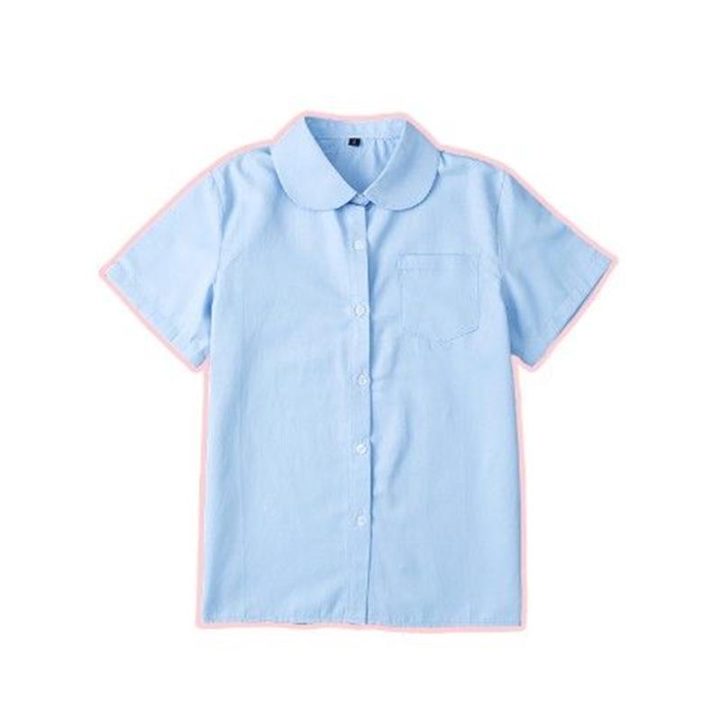 

Оригинальная японская школьная форма JK, женская рубашка, светло-голубая, с коротким и длинным рукавом, с острым воротником и круглым вырезом Small