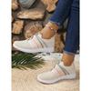 Ladies' One Foot Casual Sports Shoes - Breathable Fabric Upper and EVA Sole, Pink Stripe Design, All Season Comfortable Casual Wear, Cute Shoes