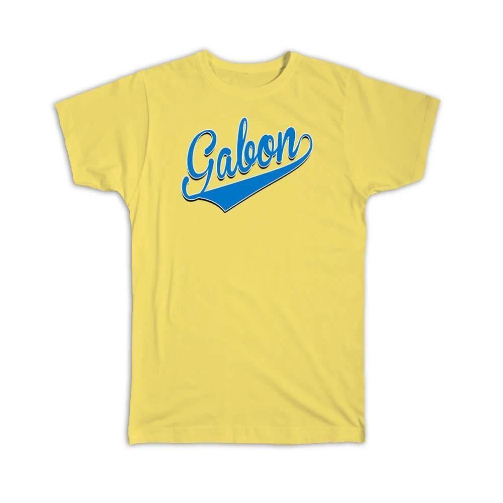 

Gift T-Shirt : Gabon Flag Varsity Script Baseball Beisbol Country Pride Gabonese 2XL