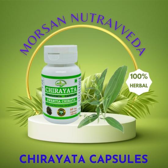 Morsan Nutraveda Chirayata Kapseln (Swertia Chirata) – 60 Vegane Kapseln, 500 mg | Unterstützt Immunität, Lebergesundheit & Entgiftung