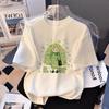 Cotton short-sleeved t-shirt pure width 2025 new summer women's half-sleeved foreign-style top t-shirt