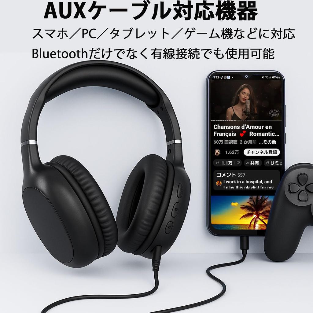 Bluetooth 5.4 Headset FS-BTHDL03-BK, Kabel- und Drahtlos-kompatibel, 40-mm-Treiber, Eingebautes Mikrofon, Faltbar, Leichtgewicht, Lange Wiedergabedauer,