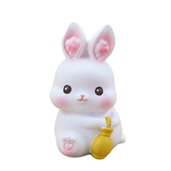 Kaninfigurer Härlig tecknad kaninform Mikrolandskap Harts hantverksprydnad för bildekoration