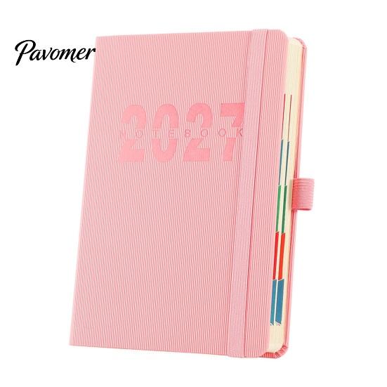 Personal Productivity Diary 2027 A5 Daily Planner, Vertical Grain Hardcover 320 Page Thick Paper Writing Journal Schedule Notebook, English