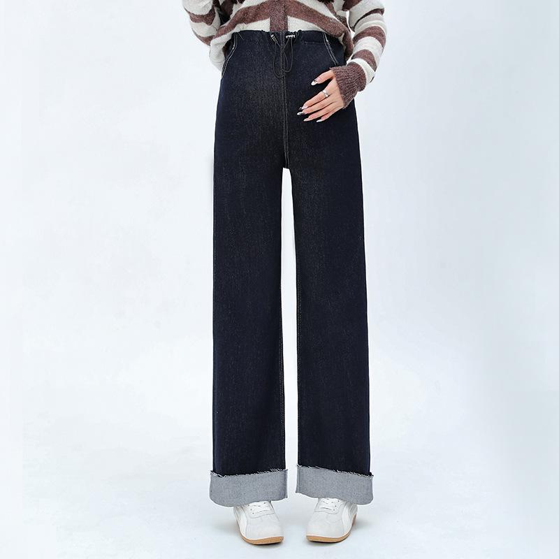 2026 Maternity Wide-Leg High-Stretch Jeans for Spring and Autumn Extra Large