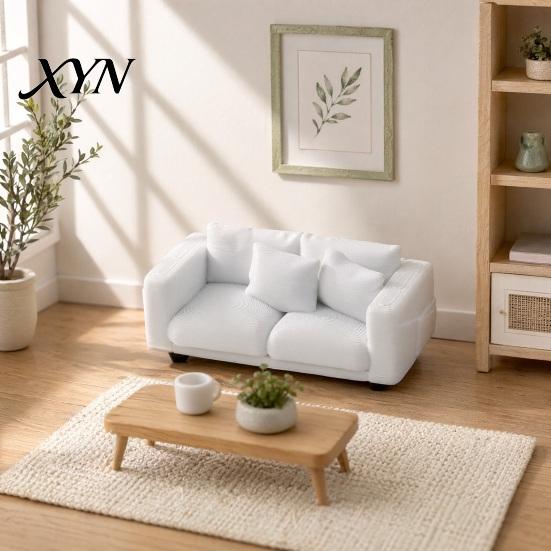 Mini Realistic Couch Miniature Couch, Tiny 2-Seater Furniture Loveseat Doll Mansion Accessories for 1/12 Scale Living Room 3D Model