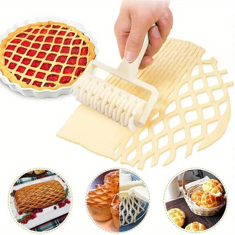 1 Stück kleines Backwerkzeug für Plätzchen, Kuchen, Pizza, Brot, Gebäck, Gitter-Rollenschneider aus Kunststoff