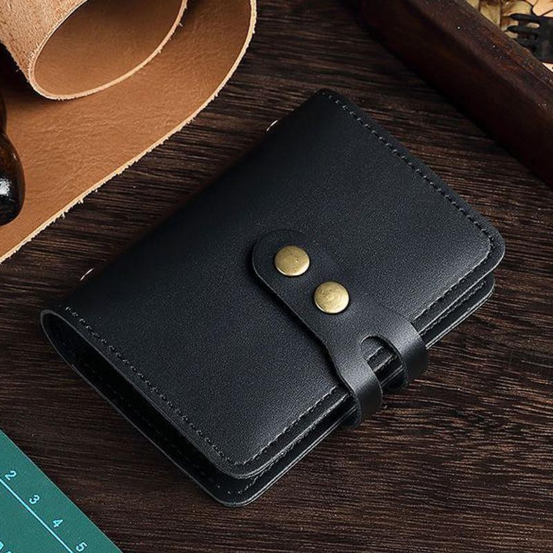 Vintage Buckle Card Bag Men's Leather Credit Card Wallet Woman 30 Page Translucent Driving Licence Business Card Holder Case