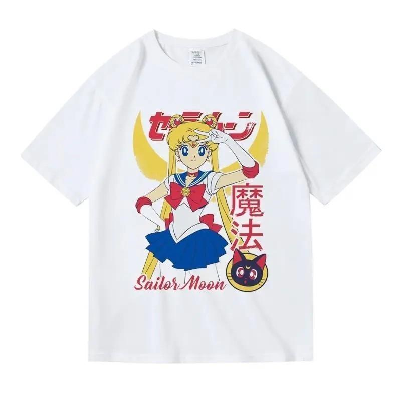 Sailor Moon Cotton T-Shirt Anime Unisexga Graphic Print Luna Cat Sailot Guardians XL