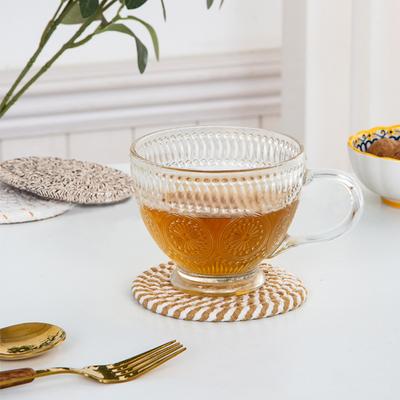 8pcs Handwoven Coasters Made of Cotton Absorbent and Heat-resistant Solid Color Nordic Style Coaster for Home Decoration