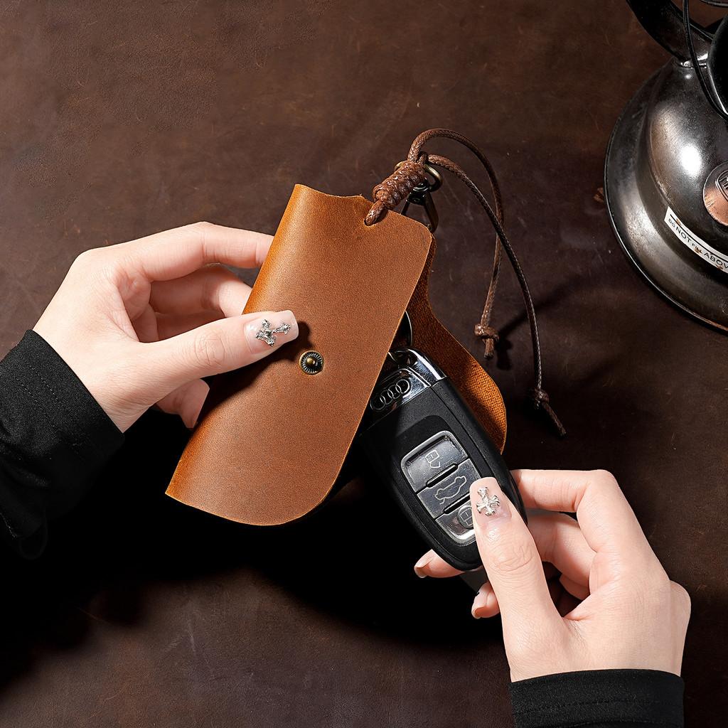 Leather Key Wallet With Vintage Cowhide For Daily Use And Gift