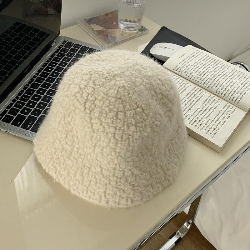 New autumn and winter face bucket hat women's versatile plush bucket hat trendy hat warm basin hat