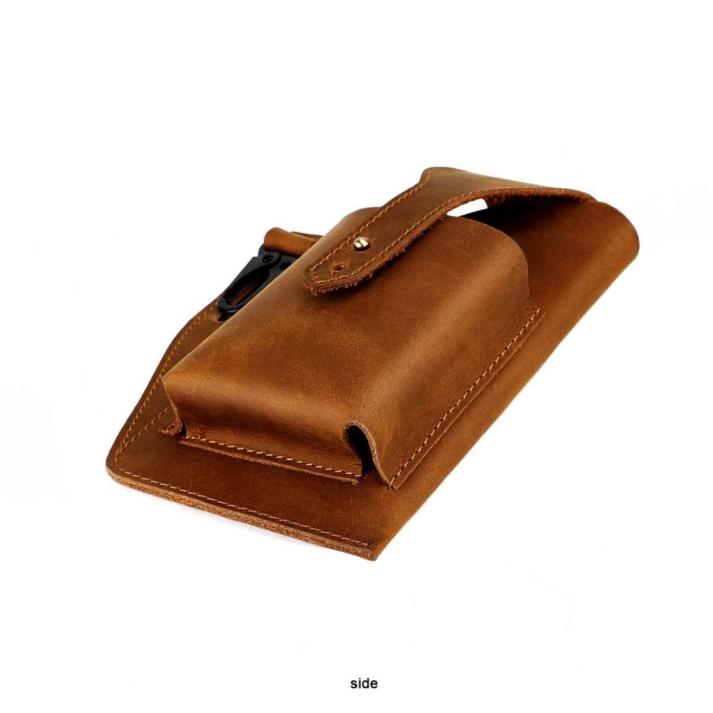 Portable Leather Phone Bag Cowhide Leather Cell Phone Pouch Durable Phone Belt Holder  Walking