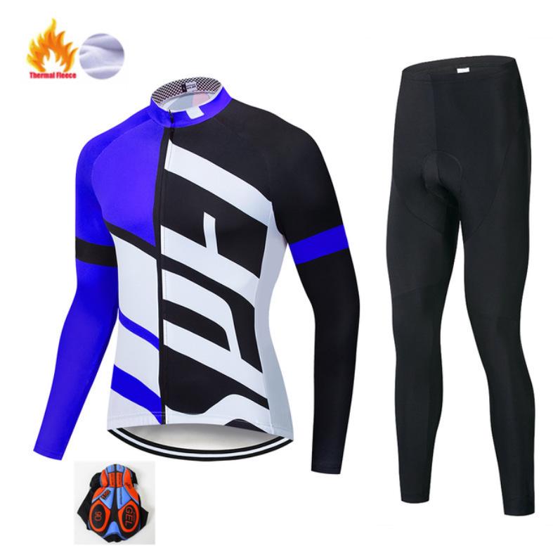 Unisex Fleece Lined Cycling Suit: Warm Long Sleeve Set for Autumn/Winter