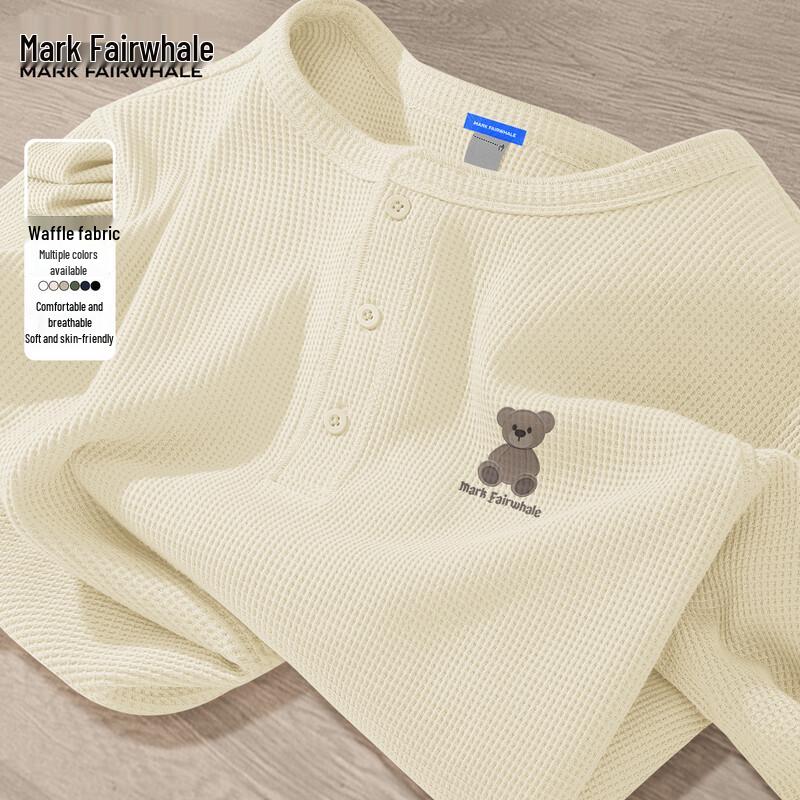 Mark Fairwhale Men s Waffle Knit Henley Long Sleeve T-Shirt XL