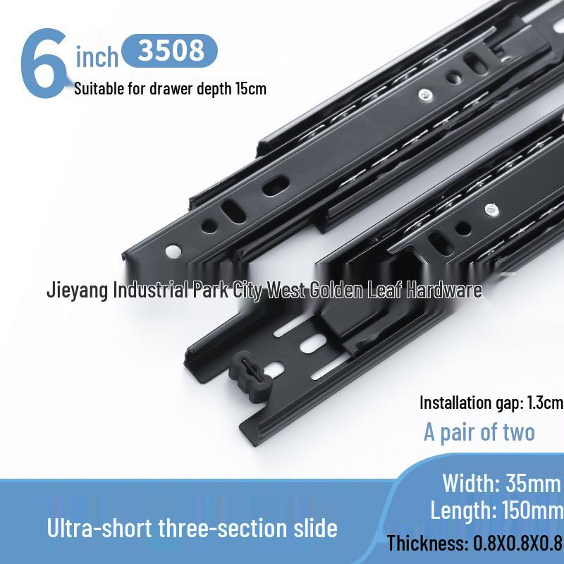 Super Short 3-Section Drawer Slides 4-6 Inch for Vanity & Jewelry Trays