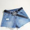 Women's Rhinestones Belt Glitters Leather Waist Belt Western Skull Waist Belt for Stylish Youth