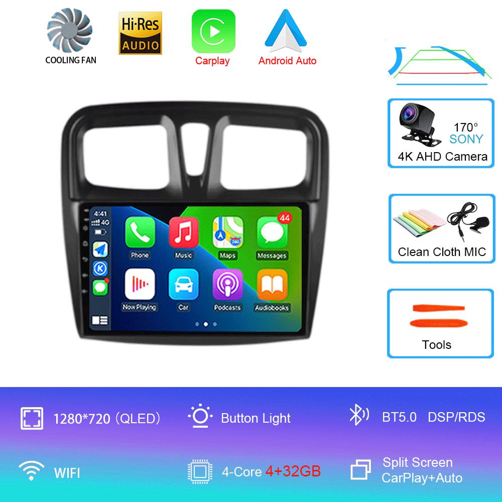 For Renault Logan 2 Sandero 2 2012-2019 Car Radio Android 14 Carplay Auto 2K Screen Multimedia Player Autoradio Stereo Head Unit