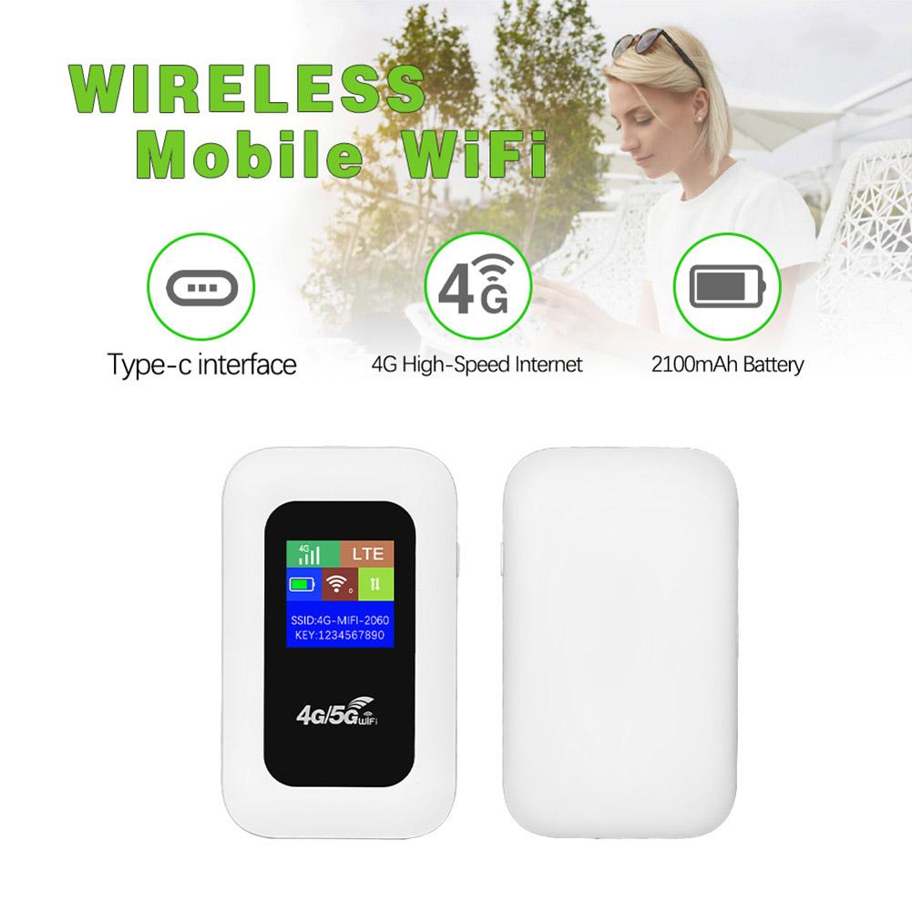 4G LTE Mobile WiFi Router with SIM Card Slot 2100mAh 150Mbps Portable WiFi Hotspot Support 8 To 10 Users for Car Travel/Home