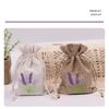 50pcs Jewellery Pouch Flax with Stitchwork Rope Jewelry Hoist Bag Round Ornaments Packaging Gifts Wedding Candy